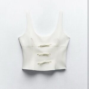 Zara White Bow Front Top